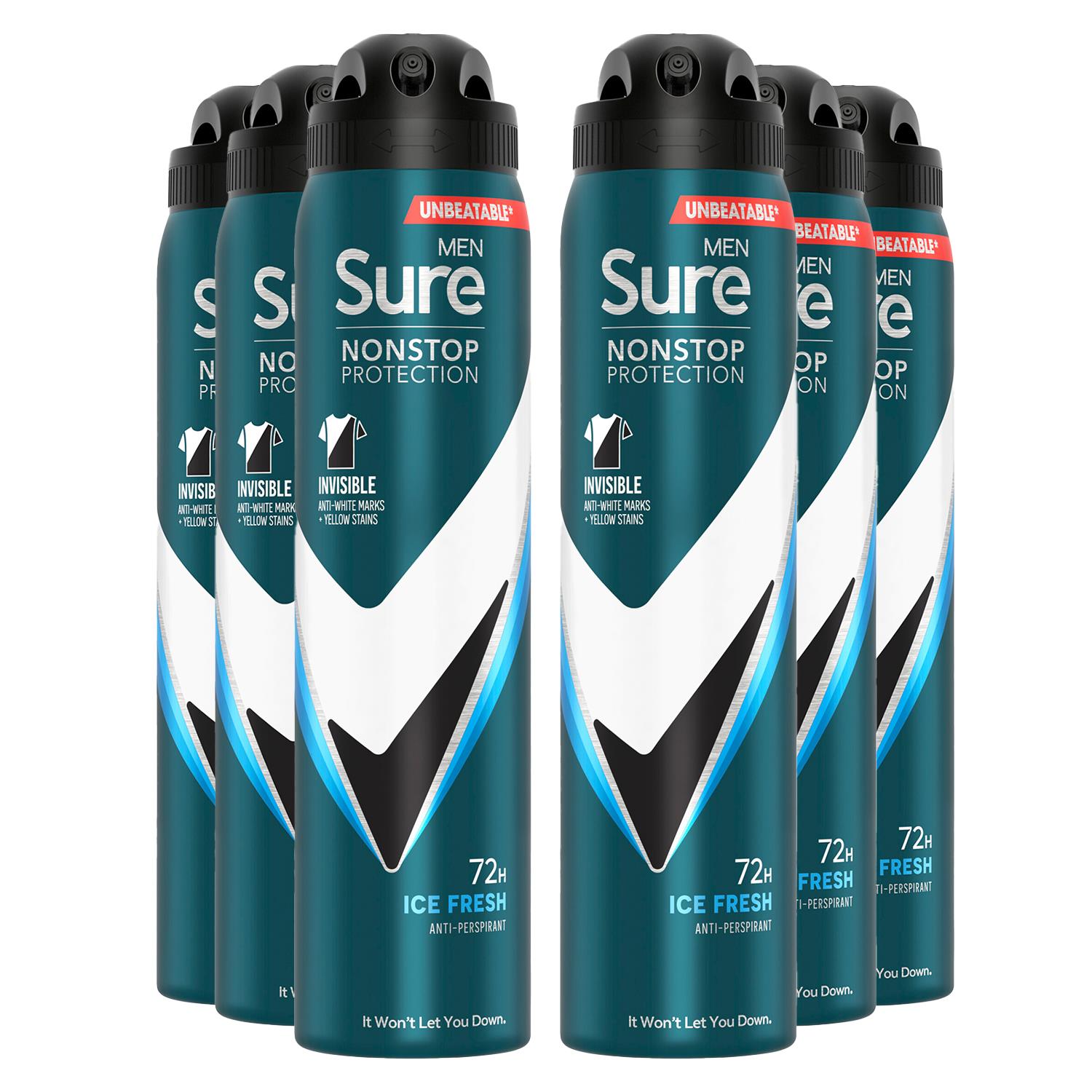 Men Antiperspirant 72h Nonstop Protection Invisible Ice Advance Deo, 6pk, 250ml | 6