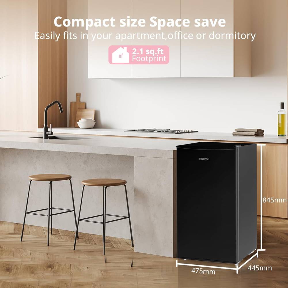 60 Litre Adjustable Thermostat Reversible Door Freestanding Under Counter 48cm Upright Freezer