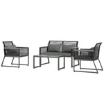 4 Pieces Rattan Garden Furniture Set For 4 Person, Charcoal