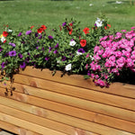 Pine Wooden Trough Planter With Feet | 120cm x 42cm x 38cm | Brown