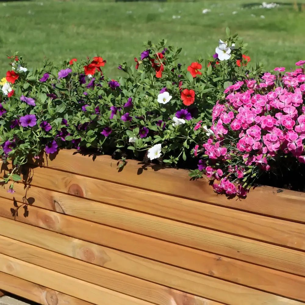 Pine Wooden Trough Planter With Feet | 120cm x 42cm x 38cm | Brown