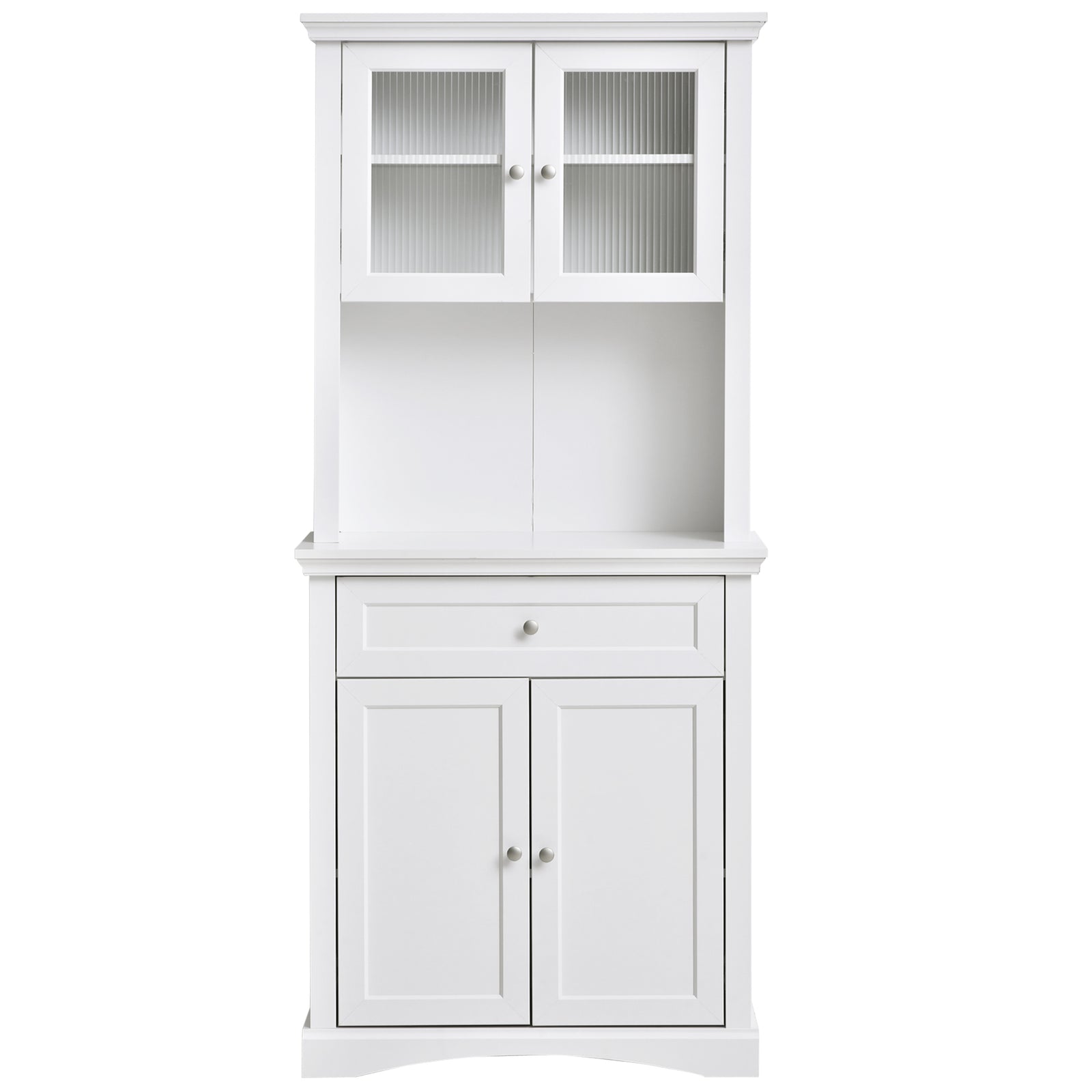 Tall Kitchen Cupboard With Glass Doors, Shelves
