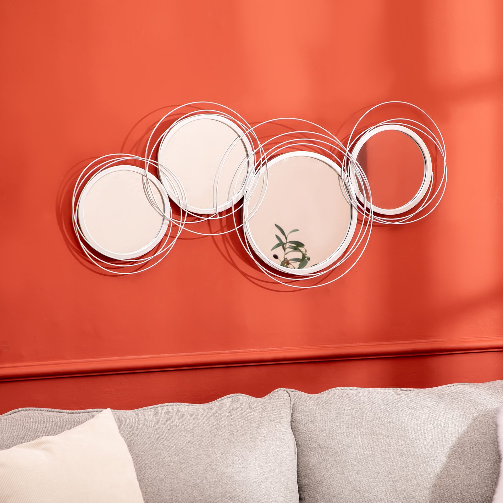 Metal Wall Art Decorative Mirror Modern Wall Sculpture | One Size | Silver