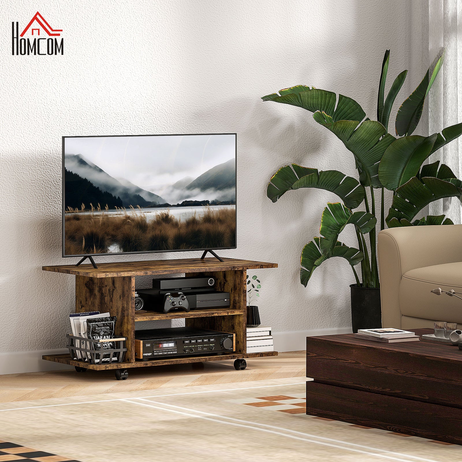 Modern Tv Cabinet Stand, 3 Tier, Storage Shelves