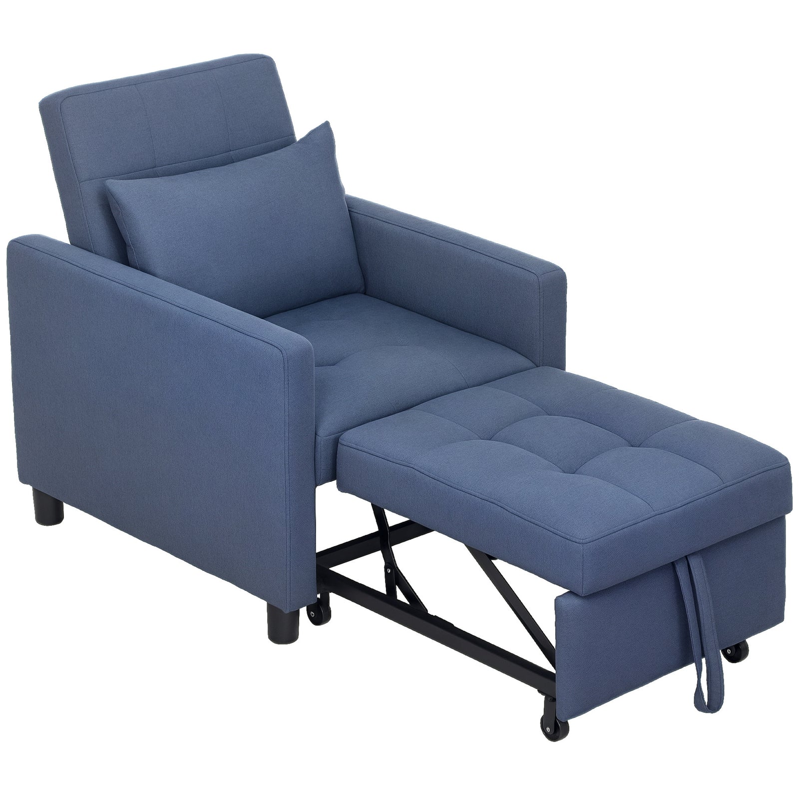 Convertible Single Chair Bed With Upholstered Fabric | Blue