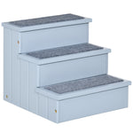 3 Step Wooden Dog Steps Pet Stairs Cat Ladder For Bed With Storage | Gray