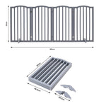 Foldable Freestanding 3/4-panel Arched Pet Gate, Indoor Safety Barrier For Doorways, Halls & Staircases | Large | Grey