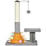56cm Cat Tree For Indoor Cats, Scratching Post W/ Cat Toys - Grey