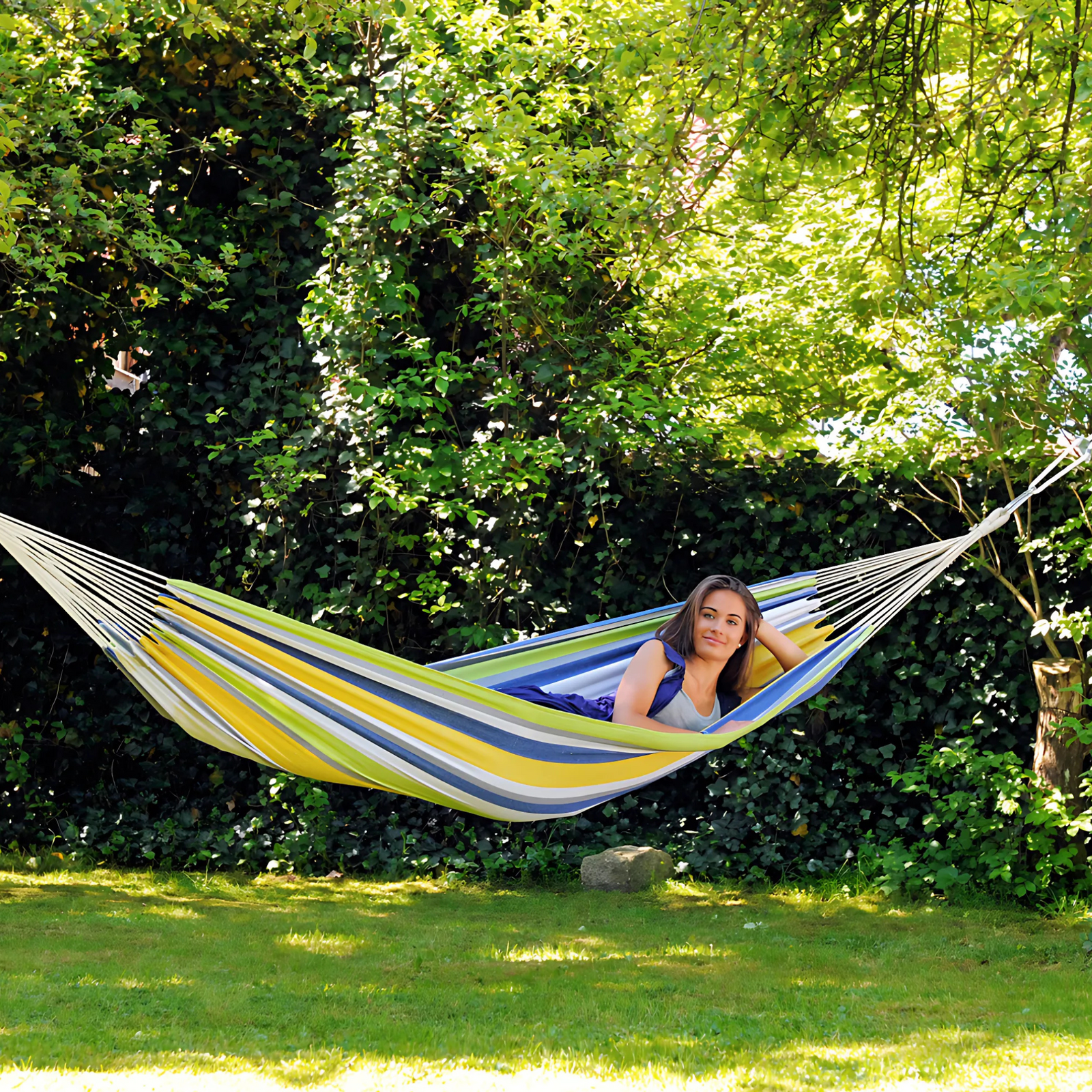 Tahiti Kolibri Cotton Single Garden Hammock With Bag