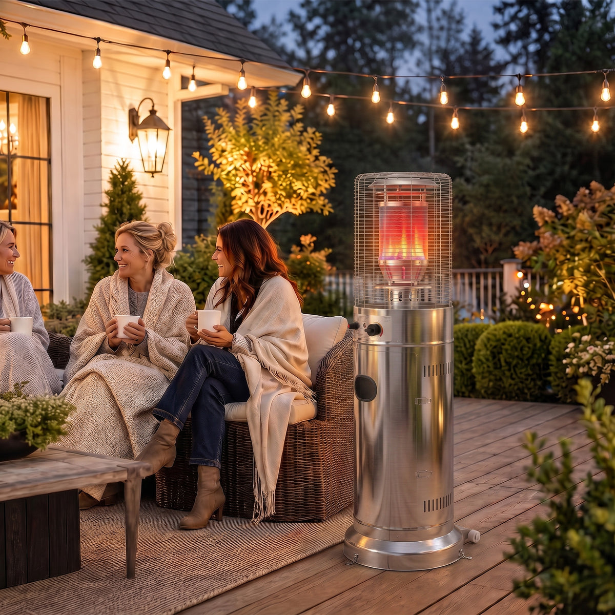 Gas Patio Heater, 13 Kw Portable Propane Outdoor Heater, Silver