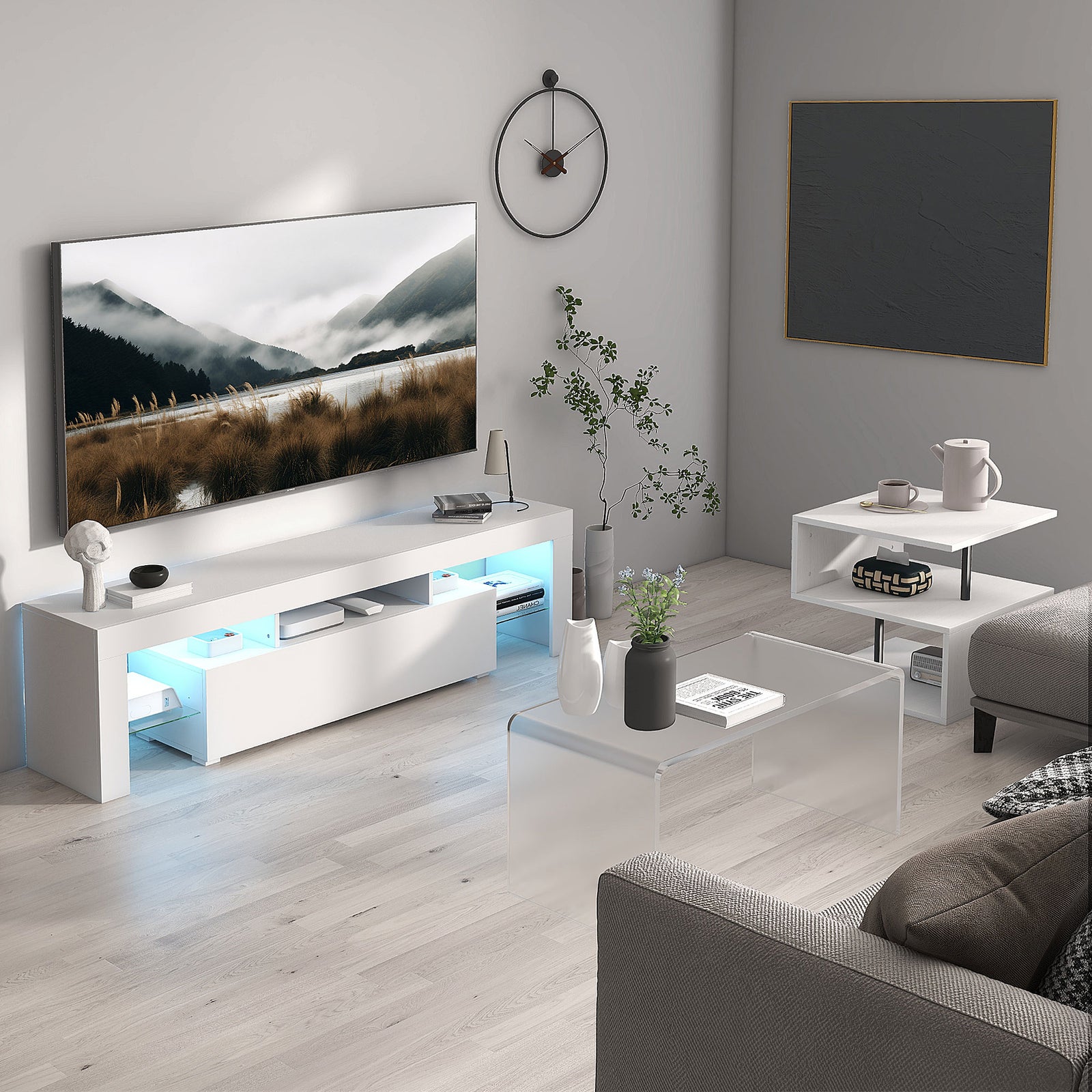 Coffee End Table Side Tv Sofa Stand Office | White
