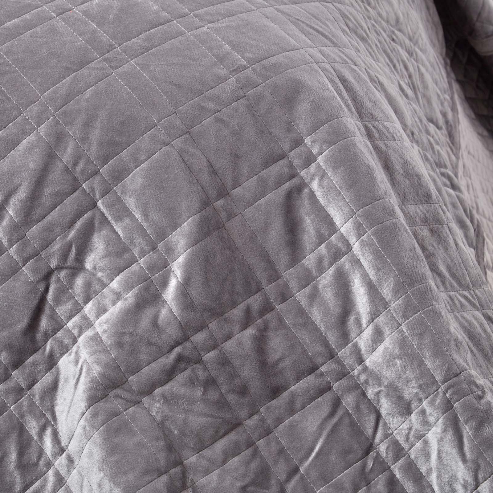 Paragon Diamond Pattern Geometric Velvet Bedspread | 200cm x 200cm | Dark Grey