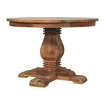 Valentina Round Dining Table – Solid Wood, Sculpted Pedestal Base