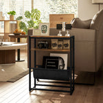 HOMCOM Narrow Side Table with 3-Tier Storage 43 x 18 x 56 cm Rustic Brown