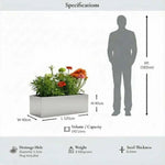 Zinc Galvanised Trough Planter | 120cm x 40cm x 40cm | Silver