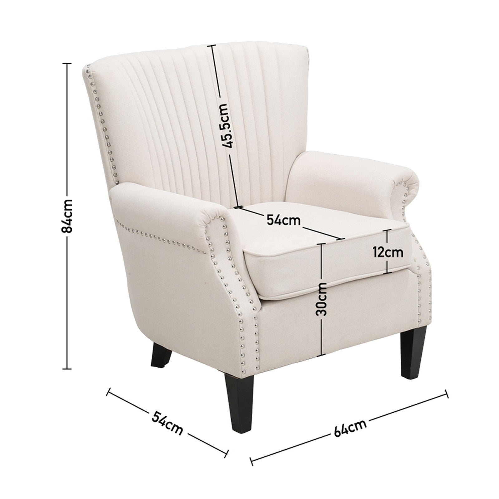 Breeins Vertical Channel Tufted Armchair With Nailhead Trim
