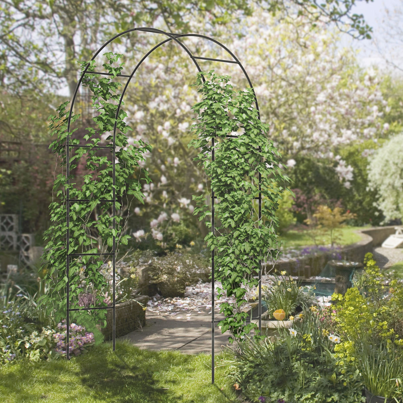 Outdoor Garden Arch, Metal Garden Arbor For Climbing Plants
