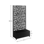 Metal Black Outdoor Privacy Screen With Plant Pot Geometric Garden Divider