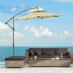 2.7m Cantilever Banana Parasol W/ Double Tier Canopy | Beige