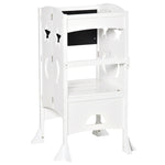 Kids Step Stool Toddler Kitchen Stool With Blackboard Lockable Handrail | White