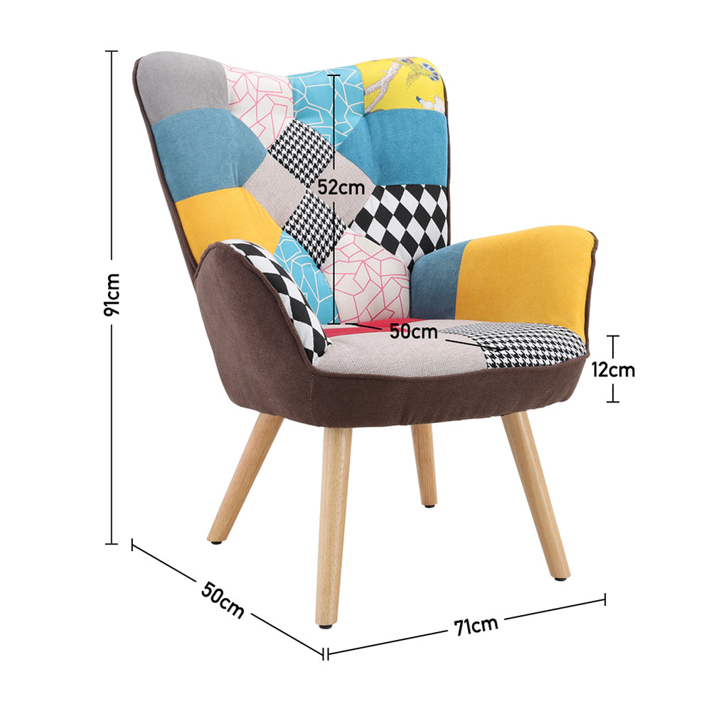 Tufted Button Linen Armchair With Wooden Legs