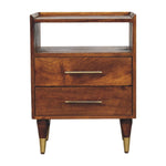 Valenza Open Frame Bedside, 2 Drawers, 1 Open Shelf, brown