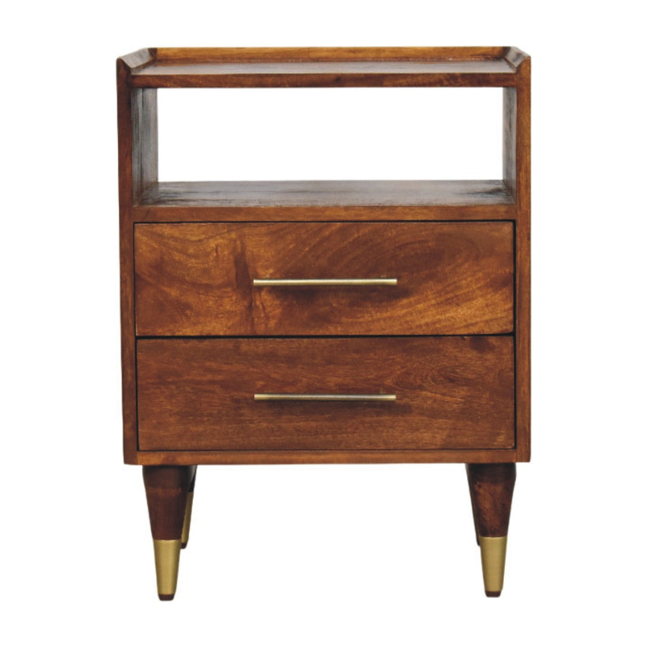 Valenza Open Frame Bedside, 2 Drawers, 1 Open Shelf, brown