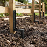 Metal Fence Post Repair Ground Anchor Stakes | Set-of-2 | Black