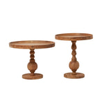 HOMESCAPES Pillar Solid Acacia Wood Side Tables – Set Of 2