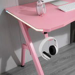 Ergonomic Gaming Desk With Hook Cup Holder Led | Pink