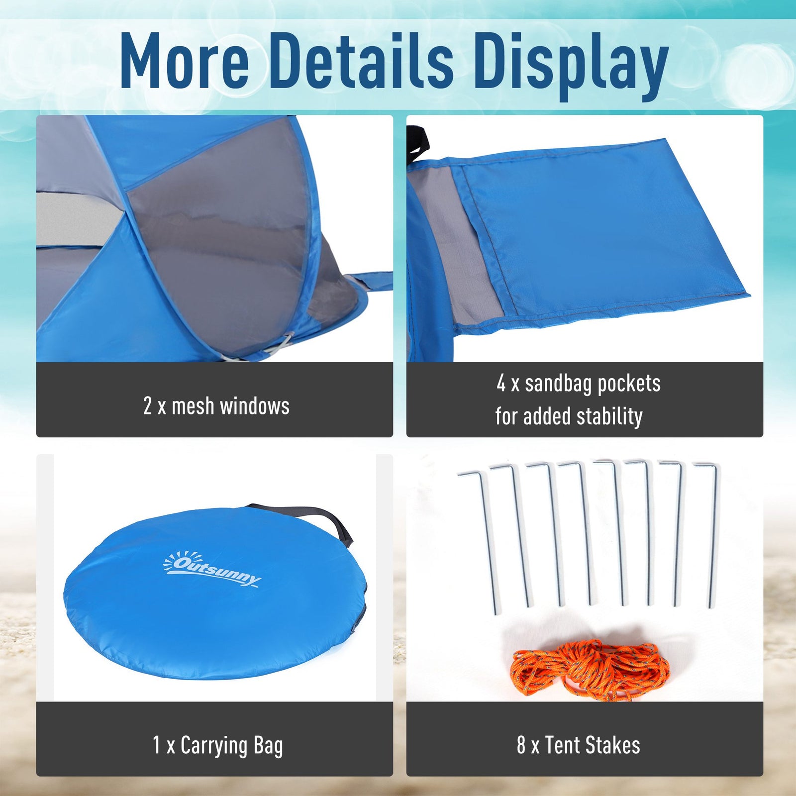 Portable Automatic Pop Up Beach Tent Outdoor Camp Shelter | Blue