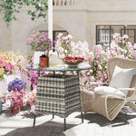 Patio Furniture Rattan Garden Table W/ Umbrella Hole | Gray