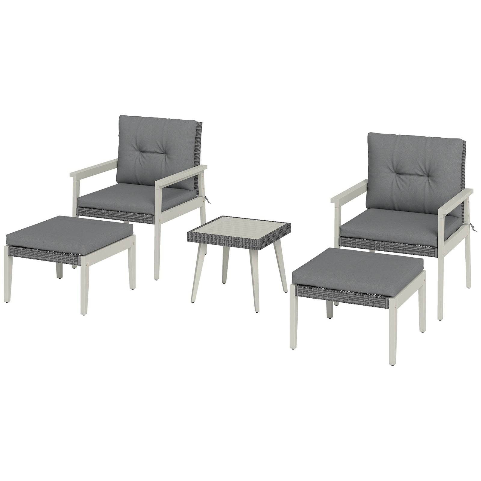 5-pieces Rattan Patio Set With Acacia Wood Top Table