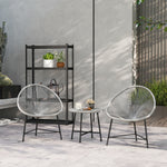 Rattan Bistro Set, Cushioned Acapulco Chairs, Glass Table | Gray