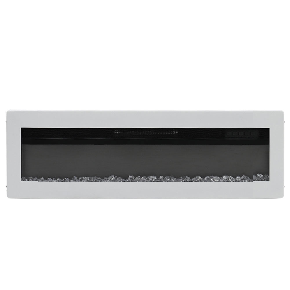 50-inch White Electric Fireplace, Wall Mounted/recessed Heater With 12-colour Flame & Freestanding Legs