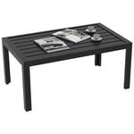 Outdoor Coffee Table Rectangle Patio Table W/ Steel Tabletop