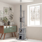255cm Cat Tree Floor To Ceiling Kitty Activity Center With Double Condo
