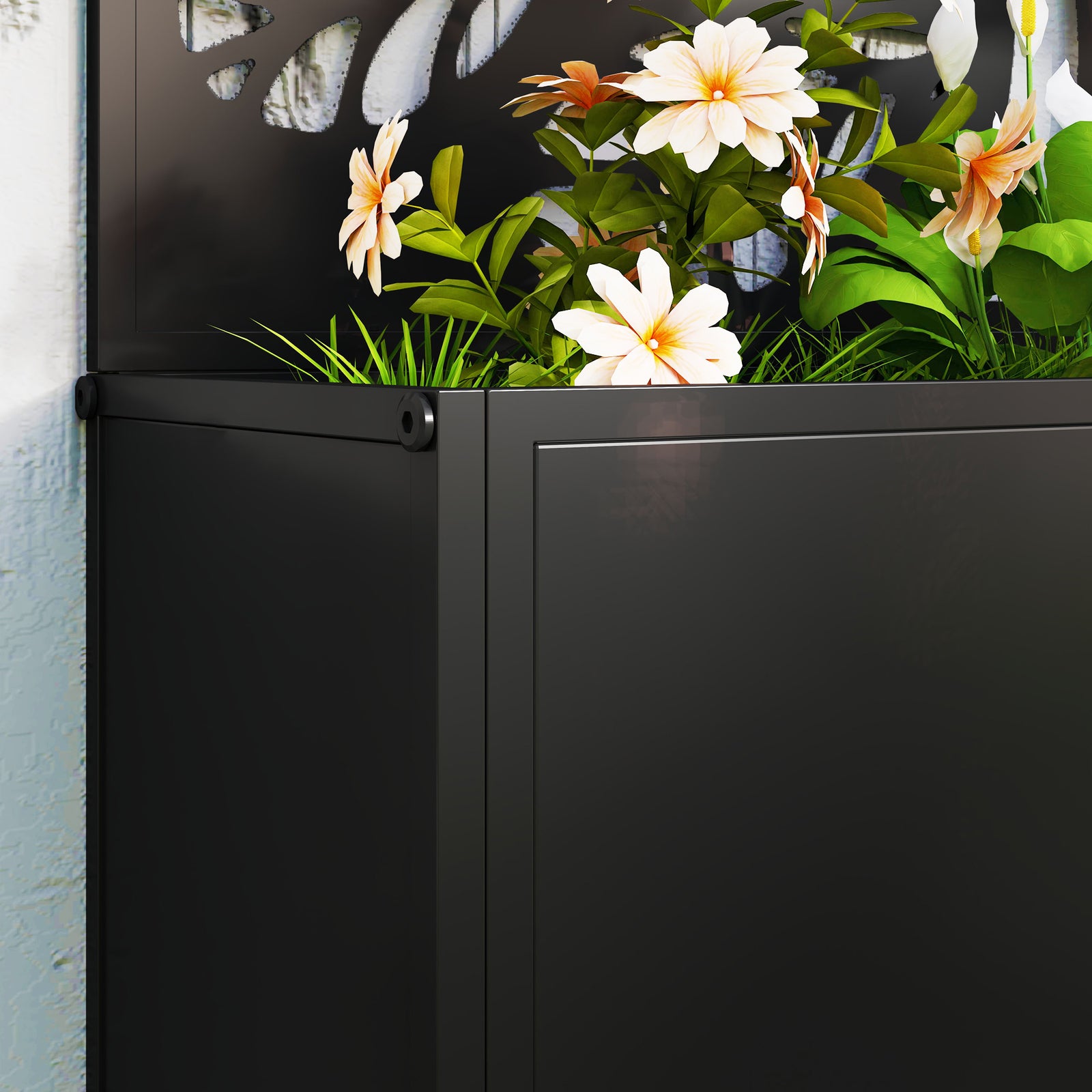 Metal Garden Bed With Trellis, Privacy Panel