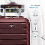 40x30x20cm Cabin Carry-on Suitcase - Lightweight, Durable, 4-wheel Luggage - 100+ Airlines Approved | Cabin | Burgundy