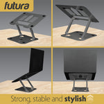 Laptop Stand Adjustable Portable Riser, Foldable Aluminium Holder For Macbook Airpro And 11 To 17 Inch Laptops | Grey