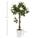 90cm Artificial Rose Tree Fake Decorative Plant | Set of 2 | White