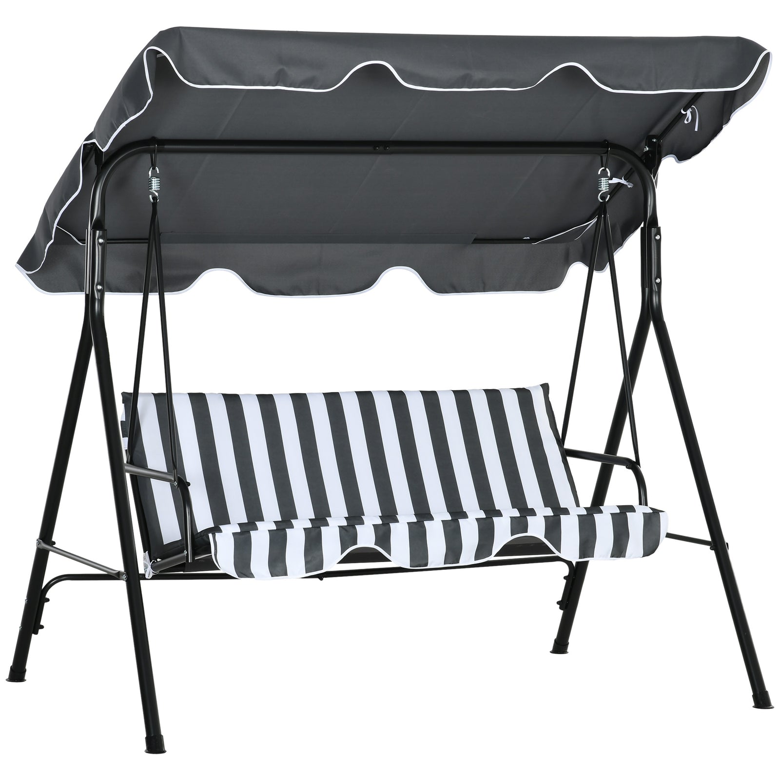 3-seat Swing Chair Garden Swing Seat W/ Adjustable Canopy