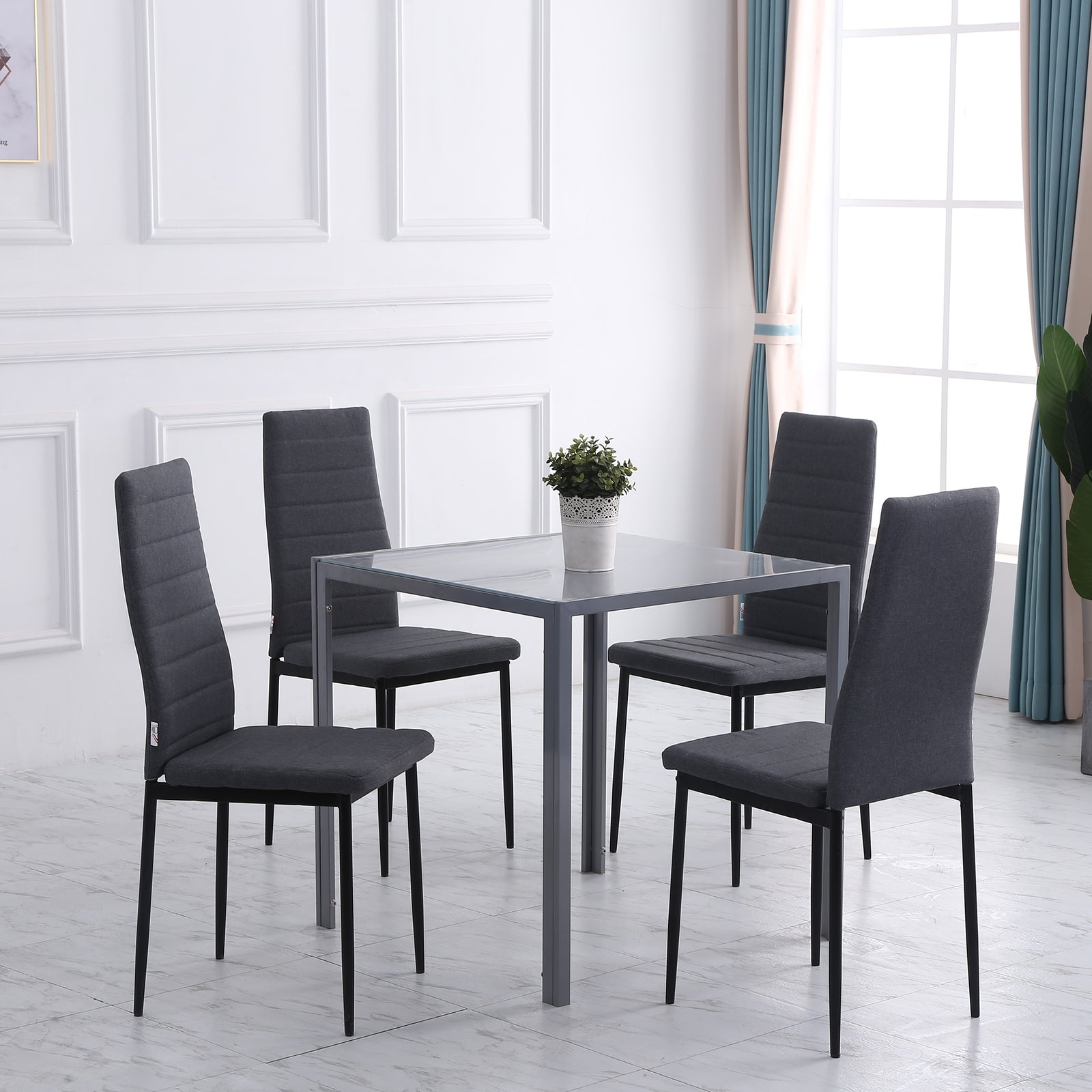 High Back Linen Dining Chairs, Accent