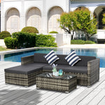 5 Pieces Rattan Sofa Set Wicker Sectional Cushion Patio | Grey