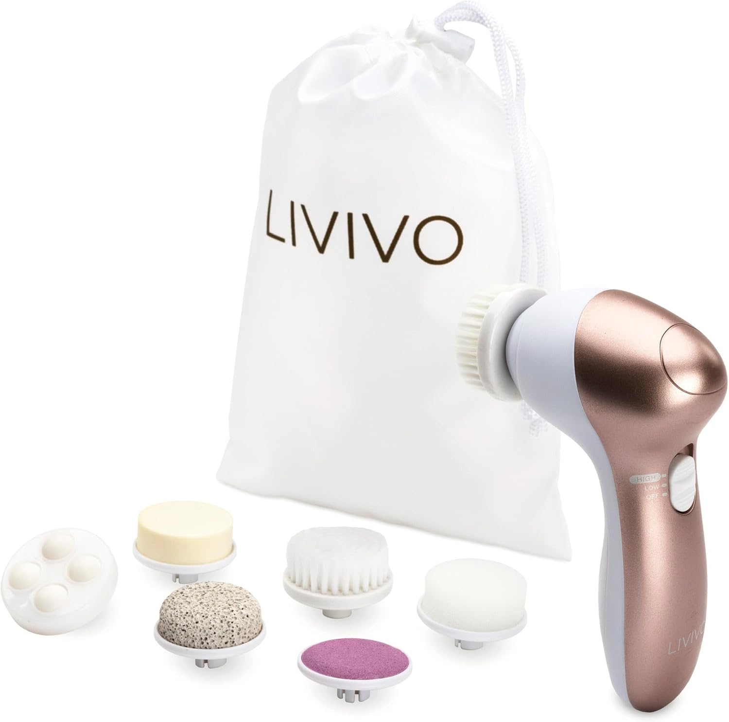 7 In 1 Skin Cleanser Rose Gold Electric Facial Brush With Attachments