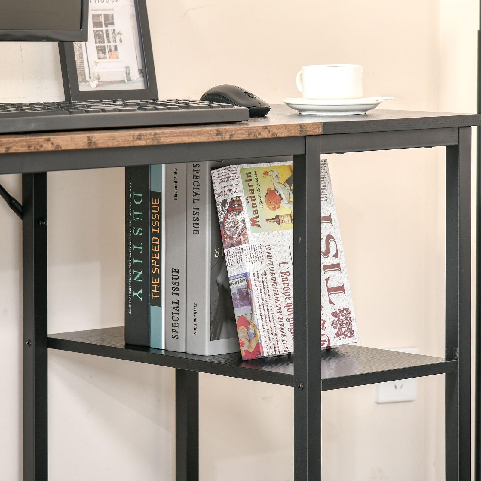 Home Office Desk For Study, Writing With 2 Storage Shelves