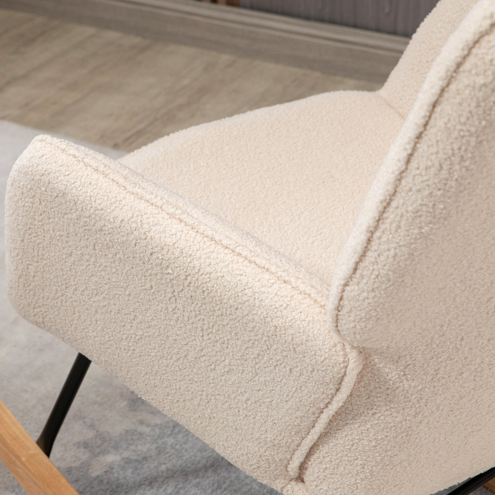 Wingback Rocking Chair For Nursing W/ Steel Frame | One Size | Beige