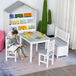 4-piece Set Kids Wood Table Chair Bench W/ Storage Function For 3 Years+ | Grey