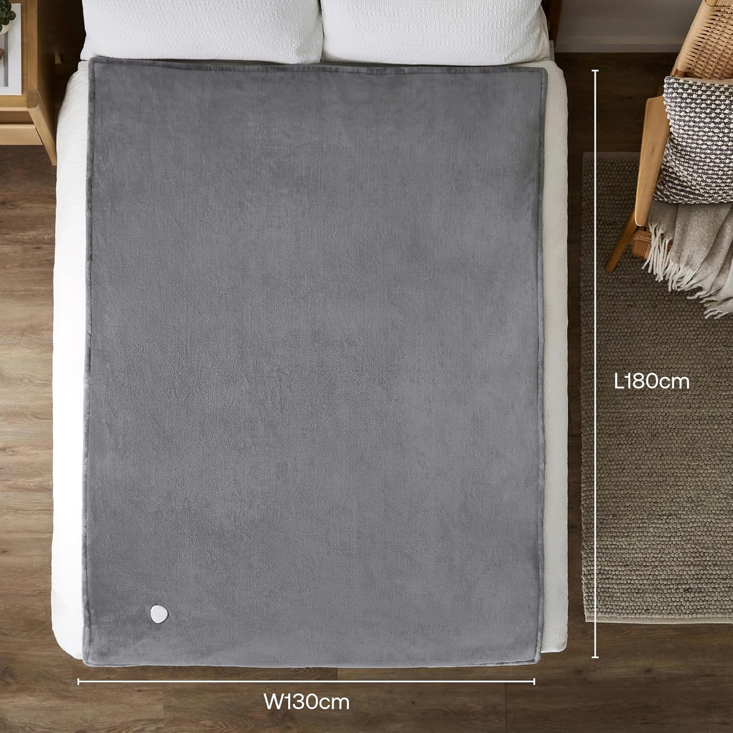 Super Cosy Sherpa Washable Heated Throw With Timer - Grey/white