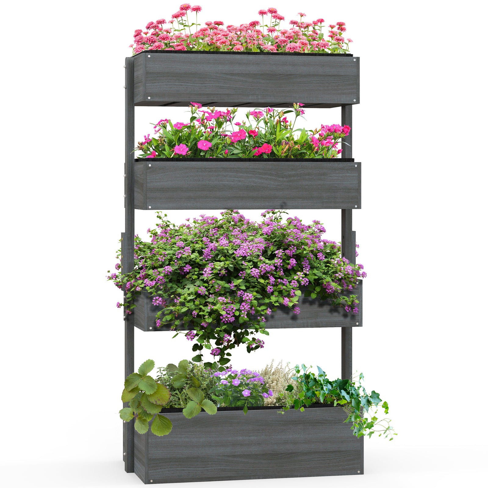 80cmx45cmx142cm 4-tier Raised Garden Bed, Grey | Gray